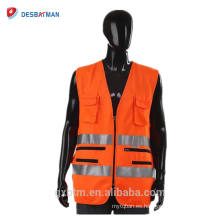 Construcción de hombres de alta visibilidad 3M Scotchlite chaleco reflectante de seguridad con bolsillos Hi Vis Road Work Waistcoat